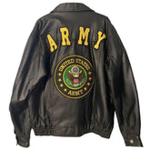 Mens Black Army Leather Bomber Jacket